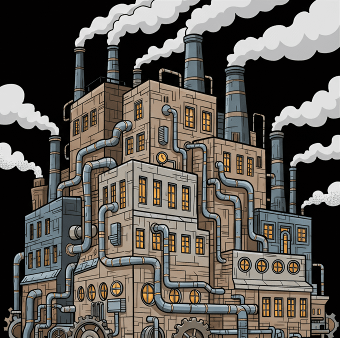 Factory background with chimneys